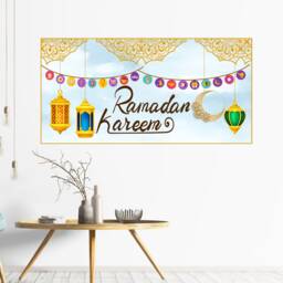 Ramadan Kareem Wall Sticker - Islamic Colorful Lamp Art Vinyl Decal - thumbnail 1