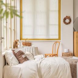 Relaxed Roman Shades, Yellow Ginger Trim Fabric Blinds, Small Window Treatment, Made To Order - thumbnail 3