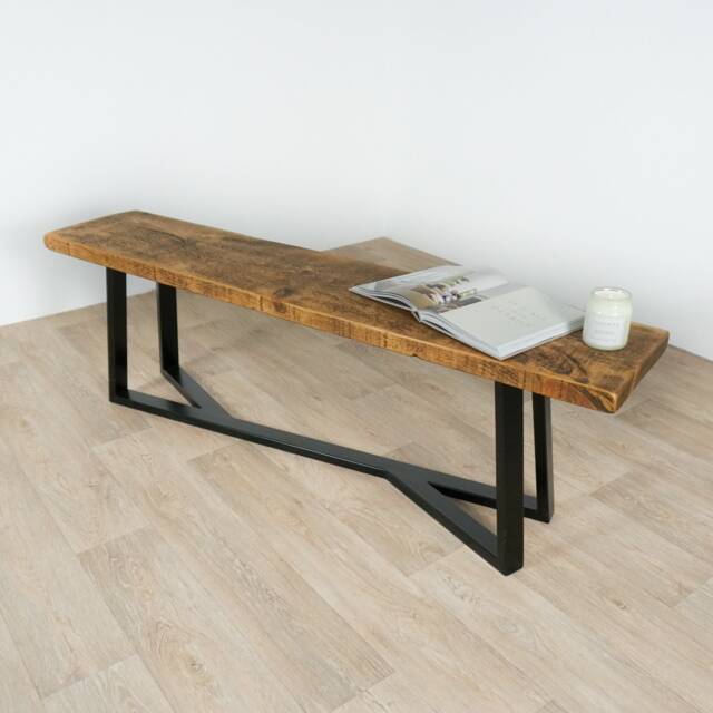 Handmade Rustic Solid Wood Fortis Bench Industrial Style - image 1