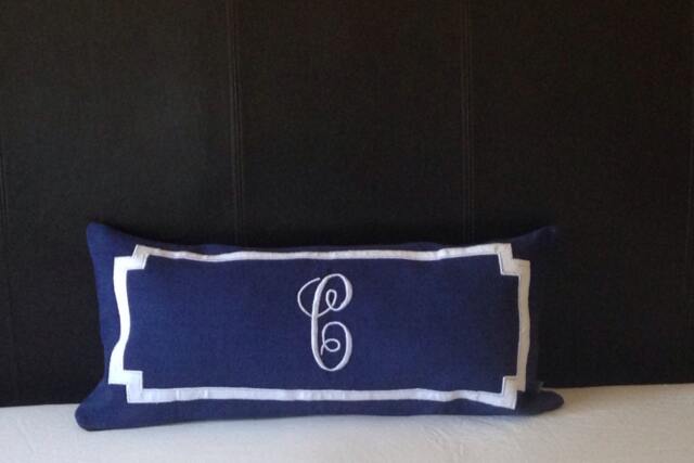Monogram Long Lumbar Oblong Pillows, Minimalistic Bedroom Decor, Personalized Throw Pillow Covers, Gifts For Nanny - image 1