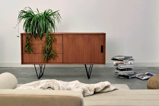 Mid-Century Sideboard, Dresser, Commode, Credenza Made Of Oak Vaneer - Teak Colour Livlo T-S11 - image 1