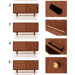Mid-Century Sideboard, Dresser, Commode, Credenza Made Of Oak Vaneer - Teak Colour Livlo T-S11 - thumbnail 3