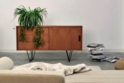 Mid-Century Sideboard, Dresser, Commode, Credenza Made Of Oak Vaneer - Teak Colour Livlo T-S11 - thumbnail 1