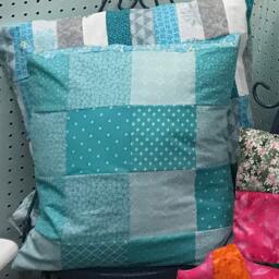 Pretty Turquoise Patchwork Pillow - thumbnail 3