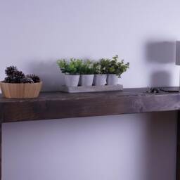 Handmade Chunky Pine Console Table For Hallway - Rustic Railway Sleeper Ebony Finish - thumbnail 2