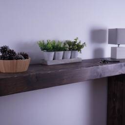 Handmade Chunky Pine Console Table For Hallway - Rustic Railway Sleeper Ebony Finish - thumbnail 3