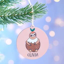 Personalised Sloth Christmas Bauble