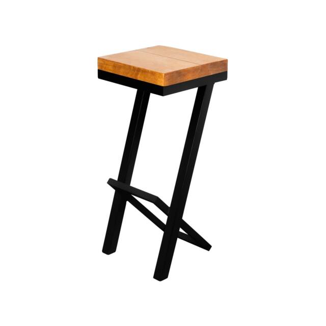 Reclaimed Timber Bar Stool Industrial Steel Backless Design - image 1