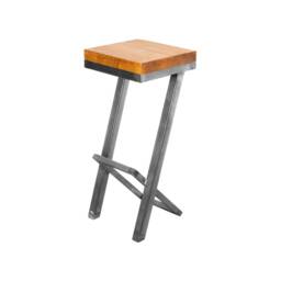 Reclaimed Timber Bar Stool Industrial Steel Backless Design - thumbnail 2