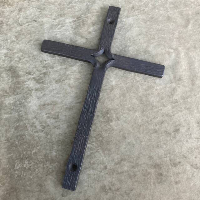 Handforged Iron Cross Wall Hanging, Blacksmith Decor - image 1