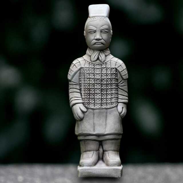 Stone Chinese Guardian Statue Ancient Warrior Garden Figurine Oriental Soldier Sculpture Concrete Zen Decor Asian Ornament Lover Gift - image 1