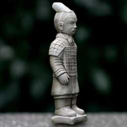 Stone Chinese Guardian Statue Ancient Warrior Garden Figurine Oriental Soldier Sculpture Concrete Zen Decor Asian Ornament Lover Gift - thumbnail 3