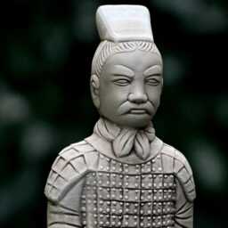 Stone Chinese Guardian Statue Ancient Warrior Garden Figurine Oriental Soldier Sculpture Concrete Zen Decor Asian Ornament Lover Gift - thumbnail 2