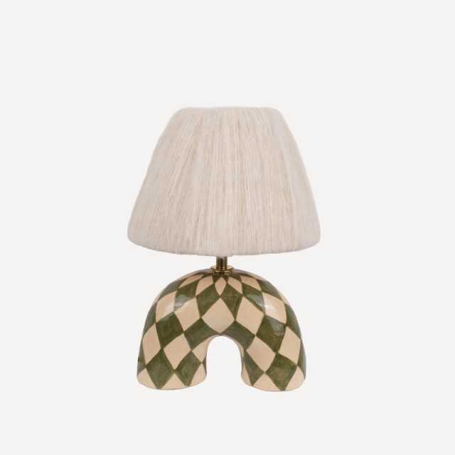Handmade Green Diamond Ceramic Lamp Artisan Modern Lighting - image 1