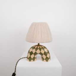Handmade Green Diamond Ceramic Lamp Artisan Modern Lighting - thumbnail 2