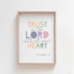 Set Of 6 Bible Verse Prints, Christian Wall Art, Nursery Kids Room, Scripture Girls Bedroom, Boys Bedroom - thumbnail 2