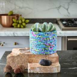 Mini Teal, Purple, & Green Succulent Indoor Planter - Small Pot For Plants - thumbnail 4