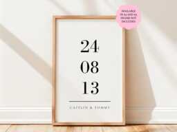 Personalised Date Print, Custom Dates Family Wall Art Gift, Couple Keepsake, A4 A5 Glossy Finish - thumbnail 1