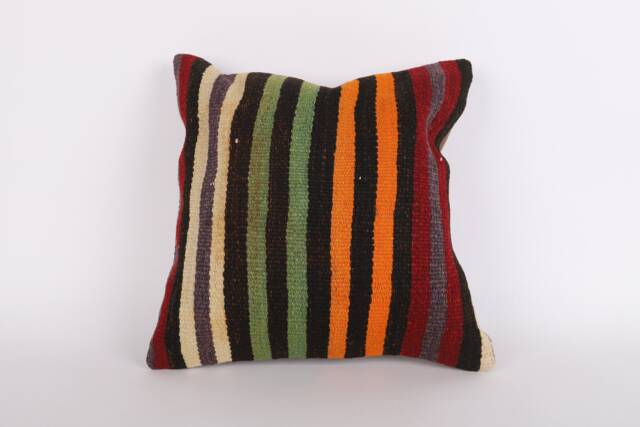 Handmade Turkish Kilim Pillow Cover Bohemian Cushion - 16x16 - image 1