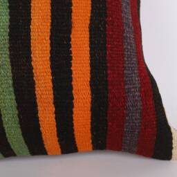 Handmade Turkish Kilim Pillow Cover Bohemian Cushion - 16x16 - thumbnail 2