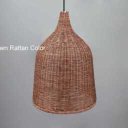 "Basket Rattan Pendant Light, Restaurant Ceiling Lamps, Lampshade W11"" X H15.7" - thumbnail 4