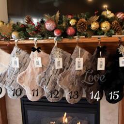 Personalized Faux Fur Christmas Stocking Embroidered Plush Minky With Name Tag - thumbnail 3