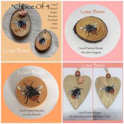 Love Bees Wooden/Slate Red-Tailed Bumblebee Decorations, Magnet & Brooch - Hand Painted Choice Of 4 - thumbnail 1