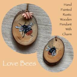 Love Bees Wooden/Slate Red-Tailed Bumblebee Decorations, Magnet & Brooch - Hand Painted Choice Of 4 - thumbnail 2