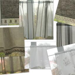 Cafe Curtains, White Kitchen Lace Vintage Panels Washed Linen - thumbnail 4