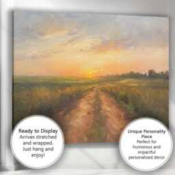 Golden Sunset Country Path Rural Field Landscape Canvas Wall Art Print Decor Picture Ready To Hang - thumbnail 3