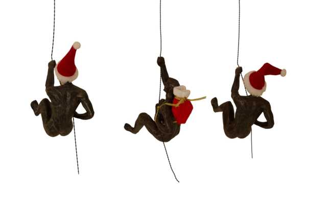 Large X3 Bronze Climbing Abseiling Hanging On Wire Ornaments Figures Set Of 3 Figurines Wall Statues Rock Climbers Art - image 1