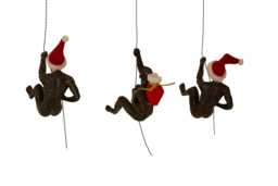 Large X3 Bronze Climbing Abseiling Hanging On Wire Ornaments Figures Set Of 3 Figurines Wall Statues Rock Climbers Art - thumbnail 1