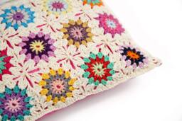 Colorful Cushion, Crochet Pillow, Nursery Pillow Cover, Colorful Pillows, Pillowcase, Knit Throw Pillows - thumbnail 1