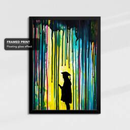 Graduate Art in Colourful Rain College Painting Framed Poster Print & Canvas Wall Decor Home Bedroom Banksy Student Gift - thumbnail 2