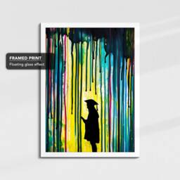 Graduate Art in Colourful Rain College Painting Framed Poster Print & Canvas Wall Decor Home Bedroom Banksy Student Gift - thumbnail 3