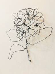 Home Decor, Wall Hanging, Hydrangea, Wire Art, Flower With A Stem & Leaves, 100% Handmade. Unique Interior Design Idea. 3D. Free Shipping - thumbnail 1