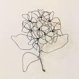 Home Decor, Wall Hanging, Hydrangea, Wire Art, Flower With A Stem & Leaves, 100% Handmade. Unique Interior Design Idea. 3D. Free Shipping - thumbnail 2