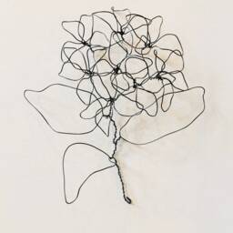 Home Decor, Wall Hanging, Hydrangea, Wire Art, Flower With A Stem & Leaves, 100% Handmade. Unique Interior Design Idea. 3D. Free Shipping - thumbnail 3