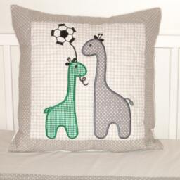 Soccer Quilt & Pillow, Sports Baby Boy Blanket, Crib Bedding, Pillows, Green Gray White - thumbnail 3