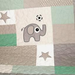 Soccer Quilt & Pillow, Sports Baby Boy Blanket, Crib Bedding, Pillows, Green Gray White - thumbnail 2