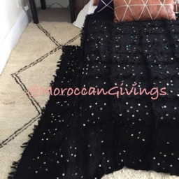 Moroccan Handira/ Wedding Blanket/Sequinned Atlas Rug /Throw /Rug /Pure Wool With Sequins/ 270 X 172 cm 8.85 5.64 Ft - thumbnail 2