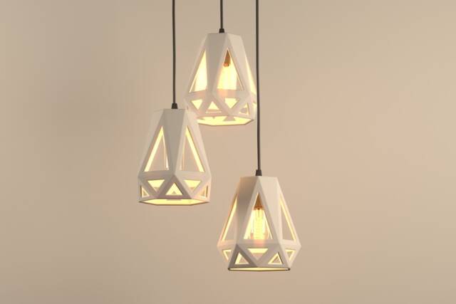 Chandelier Cluster Hexagonal Ceramic Cage Pendants, Sculptural Plug-In Lighting - Naaya Hexcage - image 1