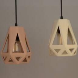 Chandelier Cluster Hexagonal Ceramic Cage Pendants, Sculptural Plug-In Lighting - Naaya Hexcage - thumbnail 3