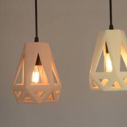 Chandelier Cluster Hexagonal Ceramic Cage Pendants, Sculptural Plug-In Lighting - Naaya Hexcage - thumbnail 2