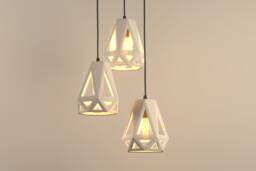 Chandelier Cluster Hexagonal Ceramic Cage Pendants, Sculptural Plug-In Lighting - Naaya Hexcage - thumbnail 1