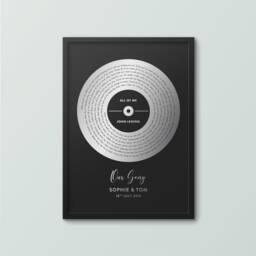 Personalised Foil Song Lyrics Vinyl Record Print, Metallic Wedding Gift, Anniversary Gift - thumbnail 3
