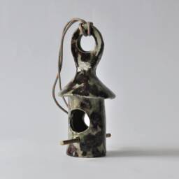 Raku Ceramic Bird Feeder - Handmade Hanging For Small Birds - thumbnail 2