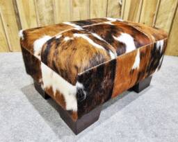 Genuine Cowhide Foot Stool - Choose From 6 Color Options Available Cow Hide Footrest Fs - thumbnail 2