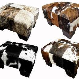 Genuine Cowhide Foot Stool - Choose From 6 Color Options Available Cow Hide Footrest Fs - thumbnail 3