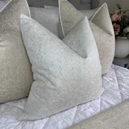 Elegant Ivory Cushion Cover, Luxury Designer Pillow Cover For Throw Bed, Herringbone Design Bella - New Home Gift